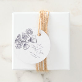 Elegant Lavender Floral Outline Dank u Bedankjes Labels