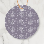 Elegant Lavender Floral Outline Dank u Bedankjes Labels (Achterkant)