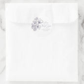 Elegant Lavender Floral Outline Dank u Ronde Sticker (Tas)
