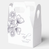 Elegant Lavender Floral Outline Wedding Bedankdoosjes (Geopend)