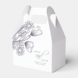 Elegant Lavender Floral Outline Wedding Bedankdoosjes