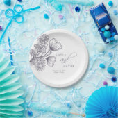 Elegant Lavender Floral Outline Wedding Papieren Bordje (Feest)