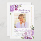 Elegant Lavender Floral Printable Funeral Programm Aankondiging (Voorkant / Achterkant)