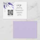 Elegant Lavender Floral QR Code Lila huwelijk RSVP Informatiekaartje (Voorkant / Achterkant)