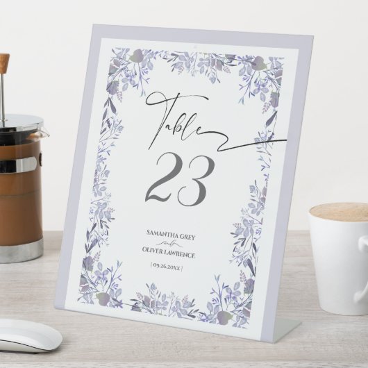 Elegant Lavender Floral Table Card Reclamebord Met Voetstuk (Insitu)