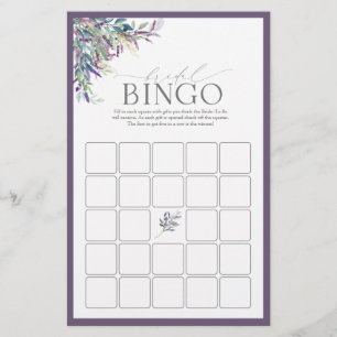 Elegant Lavender Floral Vrijgezellenfeest Bingo Ga