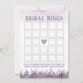 Elegant Lavender Floral Vrijgezellenfeest Bingo Kaart (Voorkant)