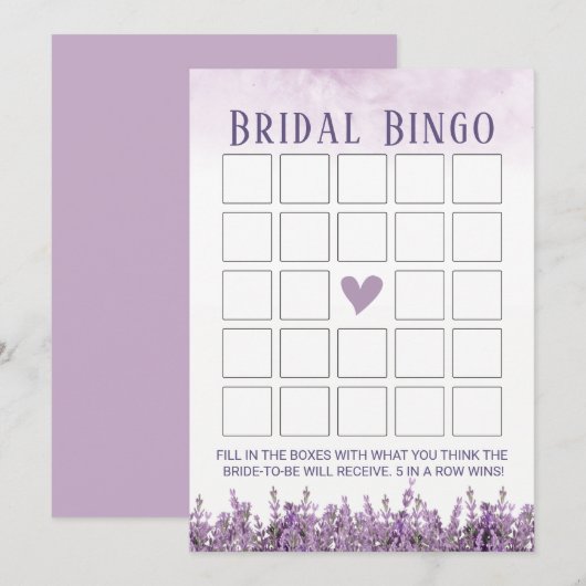 Elegant Lavender Floral Vrijgezellenfeest Bingo Kaart (Voorkant / Achterkant)