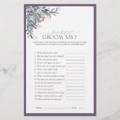 Elegant Lavender Floral Vrijgezellenfeest Game (Voorkant)