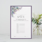 Elegant Lavender Floral Vrijgezellenfeest Game (Staand voorkant)