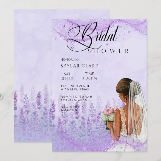 Elegant Lavender Floral Vrijgezellenfeest Kaart (Voorkant / Achterkant)