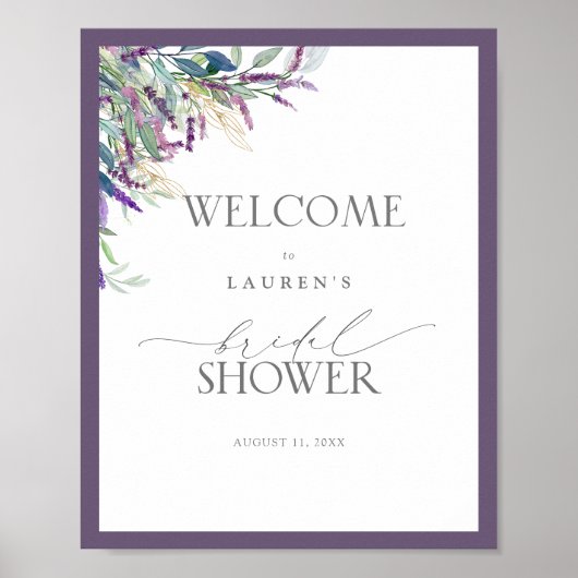 Elegant Lavender Floral Vrijgezellenfeest Welkom Poster (Voorkant)
