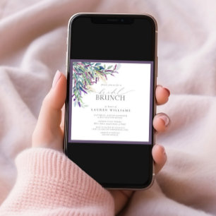 Elegant Lavender Floral Waterverf Bridal Brunch Kaart