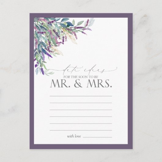 Elegant Lavender Floral Waterverf Date Ideeën Briefkaart (Voorkant)