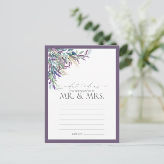 Elegant Lavender Floral Waterverf Date Ideeën Briefkaart (Staand voorkant)