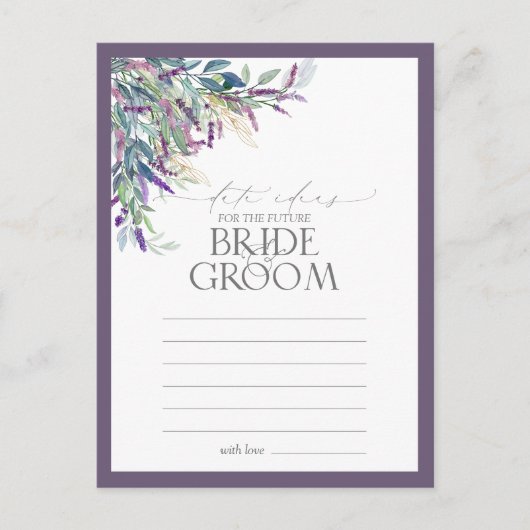 Elegant Lavender Floral Waterverf Date Ideeën Briefkaart (Voorkant)