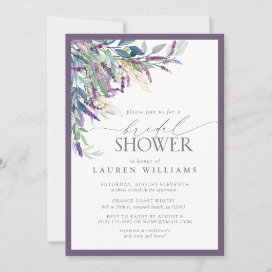 Elegant Lavender Floral Waterverf Vrijgezellenfees Kaart (Voorkant)