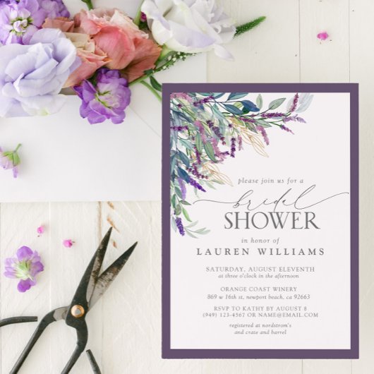 Elegant Lavender Floral Waterverf Vrijgezellenfees Kaart