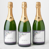 Elegant Lavender Floral Waterverf Vrijgezellenfees Sparkling Wijnetiket (Flessen)