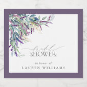 Elegant Lavender Floral Waterverf Vrijgezellenfees Sparkling Wijnetiket (Enkel label)