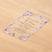 Elegant Lavender Floral Wedding Acryl Uitnodigingen (Laagn)