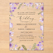 Elegant Lavender Floral Wedding Acryl Uitnodigingen (Voorkant)