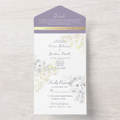 Elegant Lavender Floral Wedding All In One Uitnodiging (Binnen)