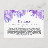 Elegant Lavender Floral Wedding Details Informatiekaartje (Voorkant)