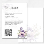 Elegant Lavender Floral Wedding Details QR Code Informatiekaartje