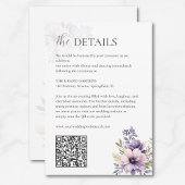 Elegant Lavender Floral Wedding Details QR Code Informatiekaartje