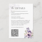 Elegant Lavender Floral Wedding Details QR Code Informatiekaartje (Voorkant)