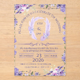 Elegant Lavender Floral Wedding Invitation Acryl Uitnodigingen