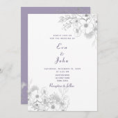 Elegant Lavender Floral Wedding Invitation Kaart (Voorkant / Achterkant)