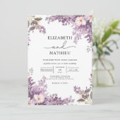 Elegant Lavender Floral Wedding Kaart (Staand voorkant)