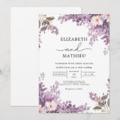 Elegant Lavender Floral Wedding Kaart (Voorkant / Achterkant)