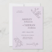 Elegant Lavender Floral Wedding Kaart (Voorkant)