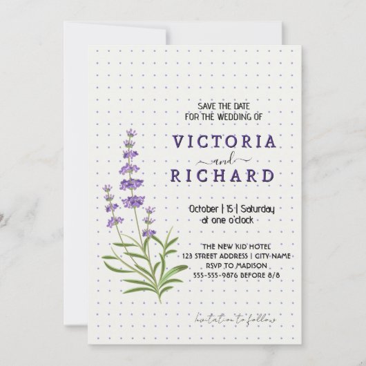 Elegant lavender floral wedding kaart (Voorkant)