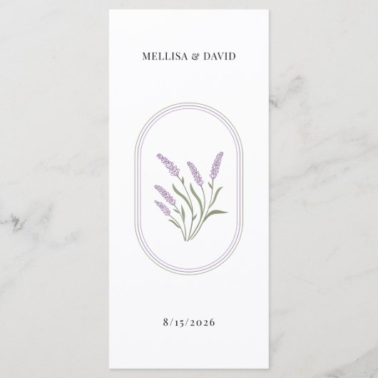 Elegant Lavender Floral Wedding Menu (Achterkant)