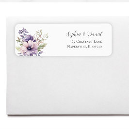 Elegant Lavender Floral Wedding Return Address Etiket