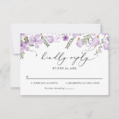 Elegant Lavender Floral Wedding RSVP Kaart (Voorkant)