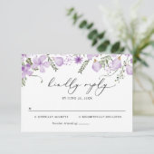 Elegant Lavender Floral Wedding RSVP Kaart (Staand voorkant)