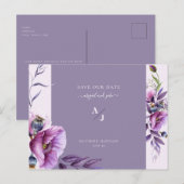 Elegant Lavender Floral Wedding Save our Date Briefkaart (Voorkant / Achterkant)