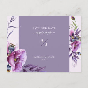 Elegant Lavender Floral Wedding Save our Date Briefkaart