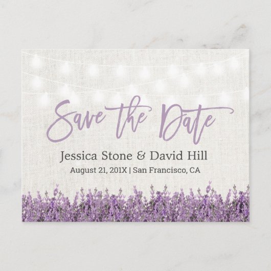 Elegant Lavender Floral Wedding Save the Date Aankondigingskaart (Voorkant)