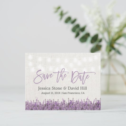 Elegant Lavender Floral Wedding Save the Date Aankondigingskaart (Staand voorkant)