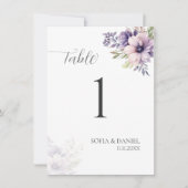 Elegant Lavender Floral Wedding Table Numbers (Voorkant)