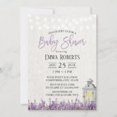 Elegant Lavender Floral White Lantern Baby shower Kaart (Voorkant)