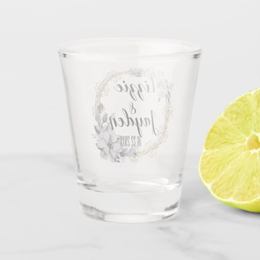 Elegant Lavender Floral Wreath Wedding Shot Glas (Achterkant)