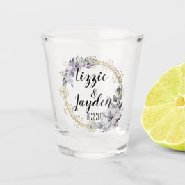 Elegant Lavender Floral Wreath Wedding Shot Glas