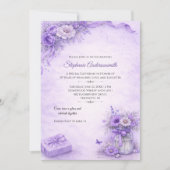 Elegant Lavender Flowers Birthday Party | Kaart (Voorkant)
